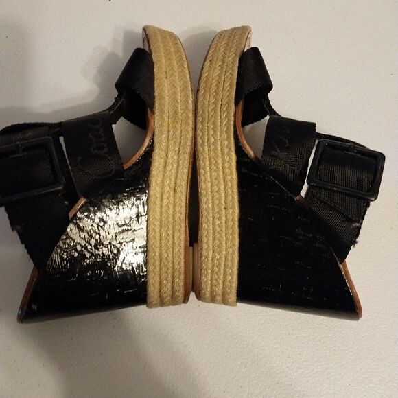 *Modified*Coach Maryanne Wedge Heel 6.5 Logo Platform Espadrille Buckle Strappy - Picture 7 of 16